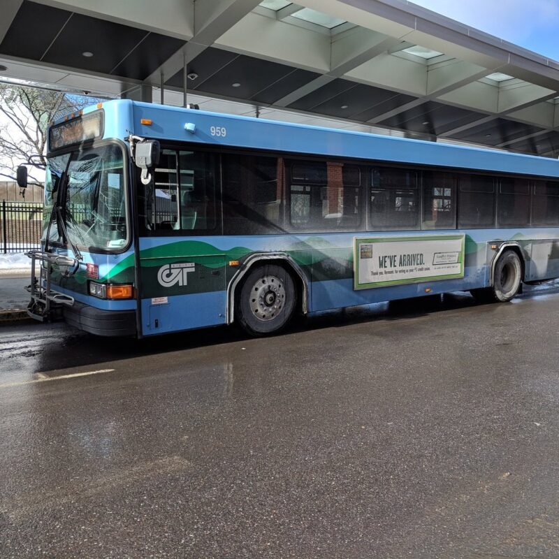 Green Mountain Transit buses in Burlington. Image originally appears at Sustainable Transportation Vermont
